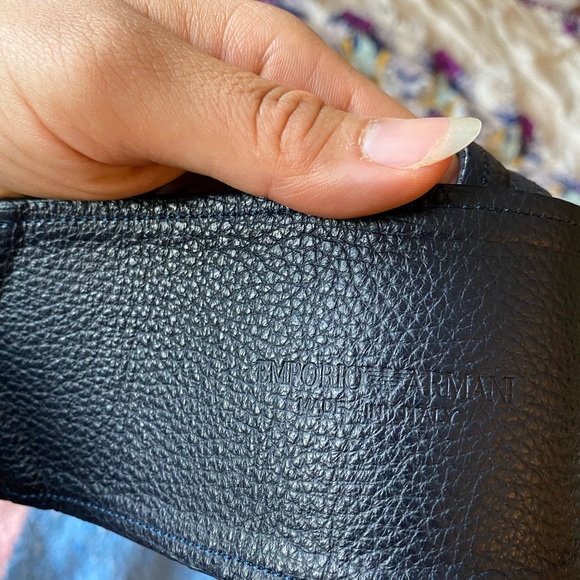 Emporio Armani Roman Stud Buckle Leather Wide Belt Navy Blue NWOT - Picture 7 of 10